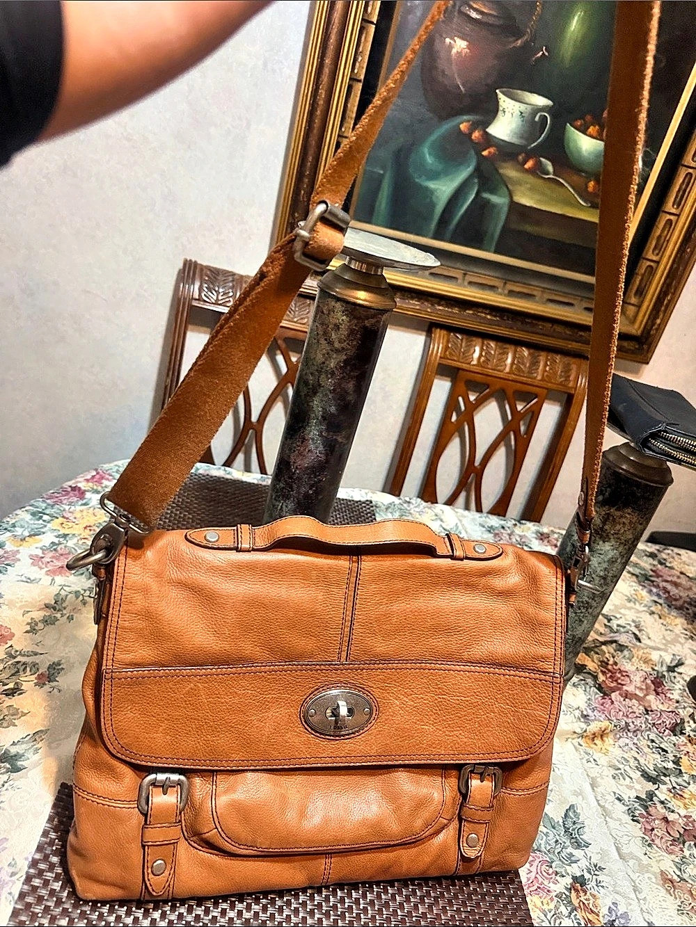 Fossil Brown Leather Shoulder Bag Vintage